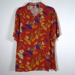 Scarface Button Front Shirt Men's Size M Red Orange Short Sleeve Lightweight NEW